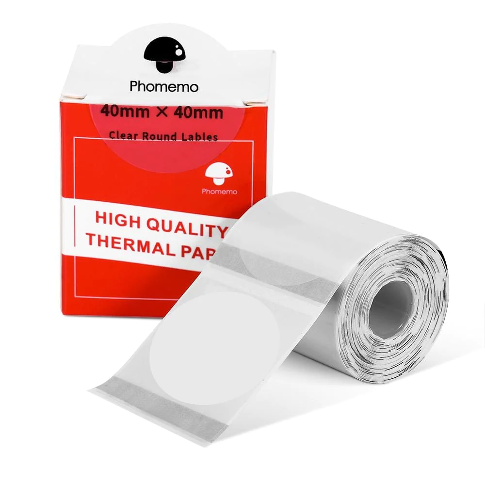 کاغذ پرینتر لیبل زن حرارتی Phomemo M110 (40*40 میلی‌متر) گرد شفاف